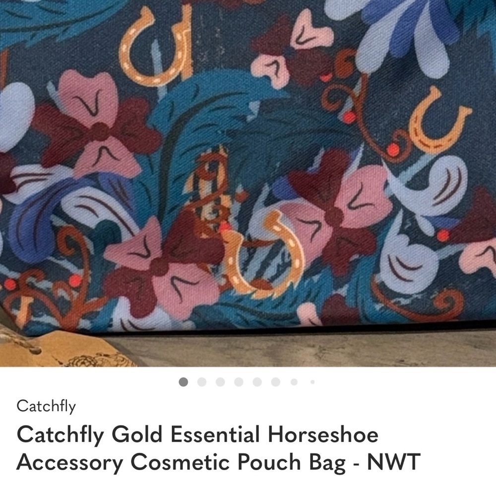 Catchfly Gold and Multicolor Cosmetic Pouch